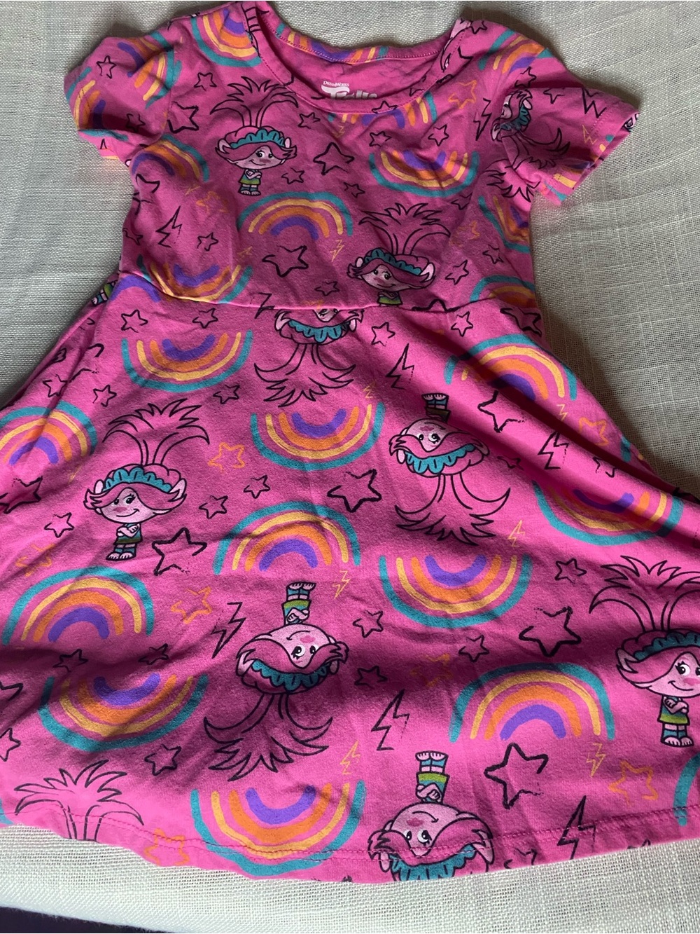Trolls Bright Pink Rainbow Star Tee
